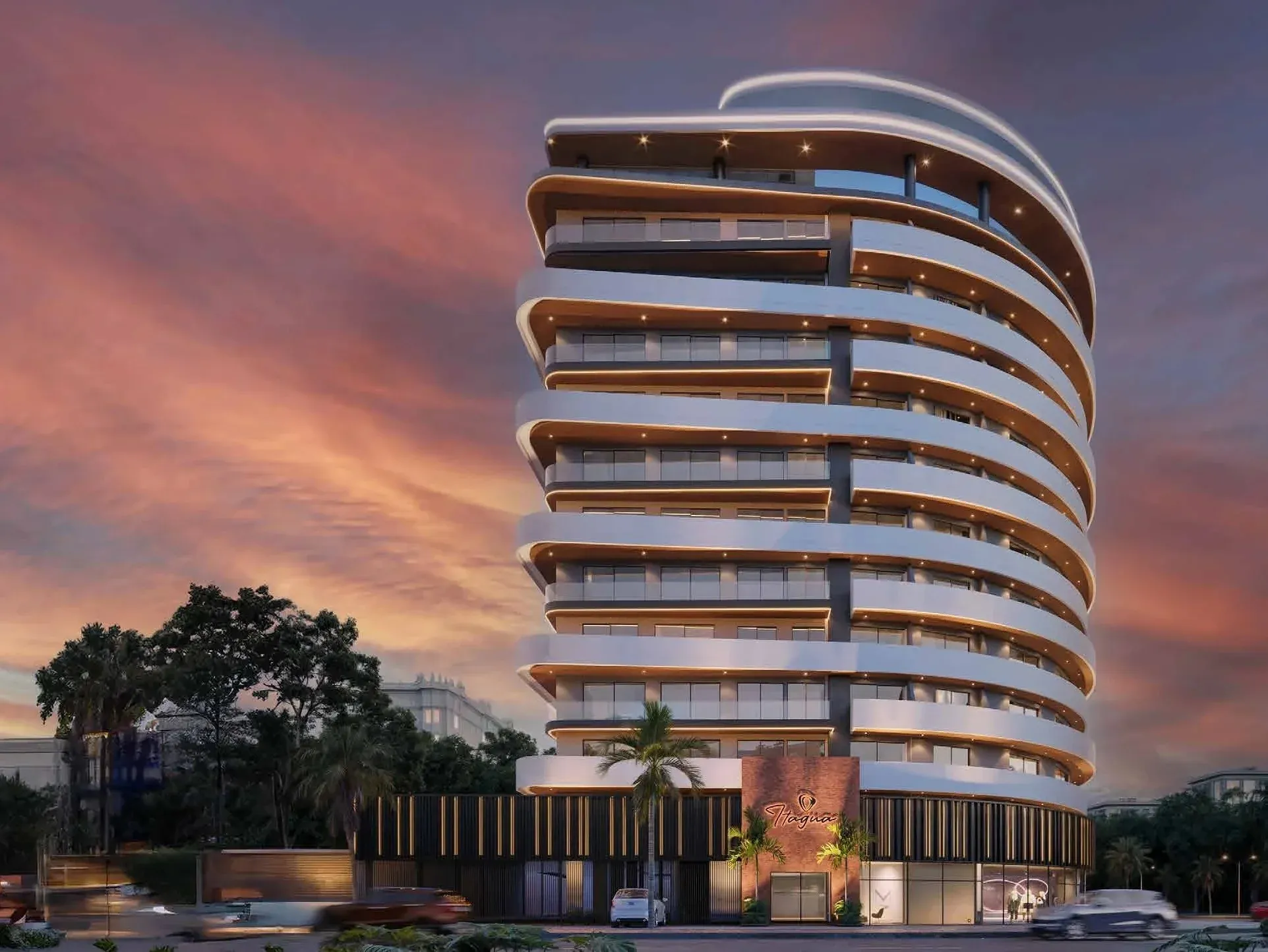 Arquitectura residencial contemporánea con áreas comunes, proyecto Itaguá